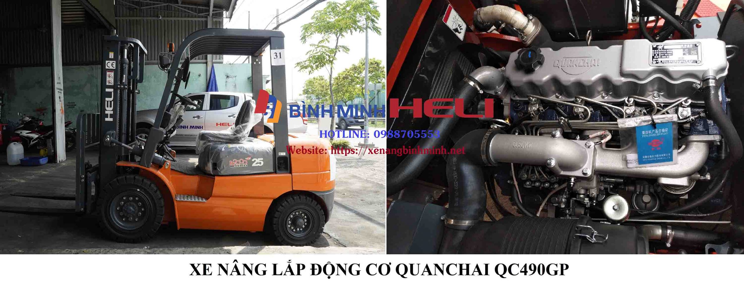 Xe nâng lắp động cơ Quanchai QC490GP