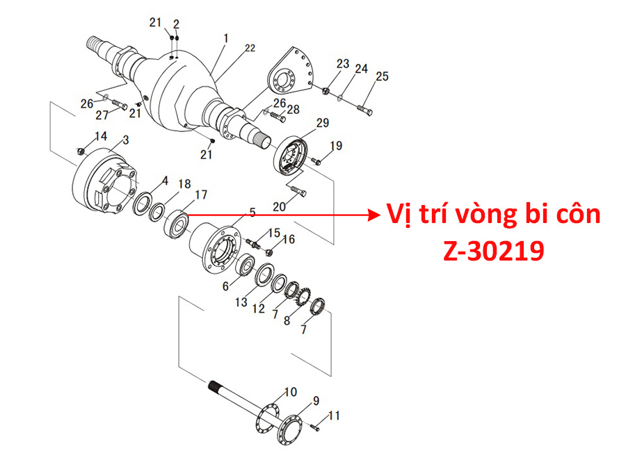 Vị Trí Vòng Bi Côn Z-30219