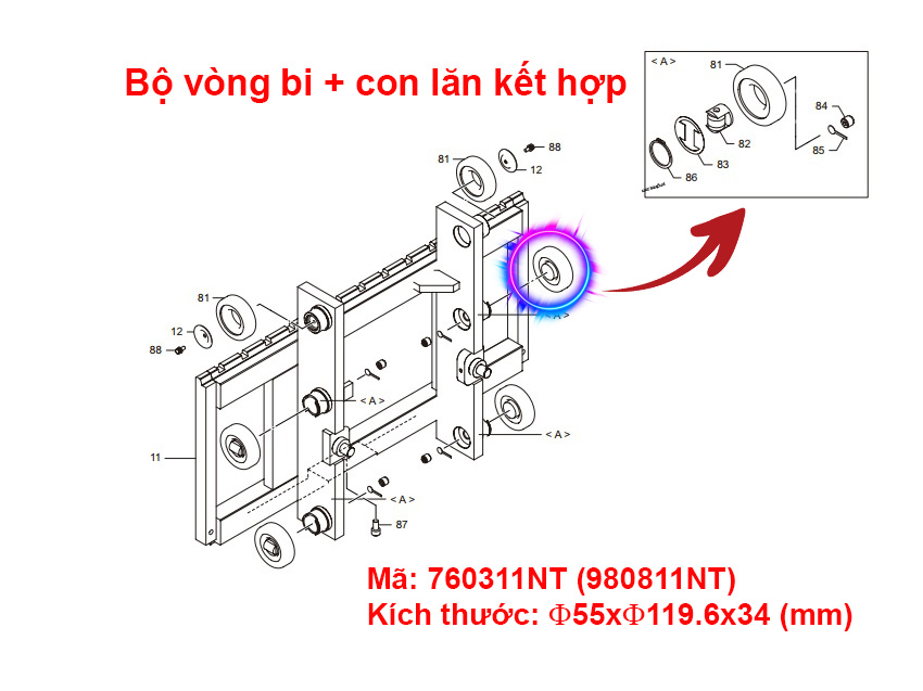 Bộ Vòng Bi Kết Hợp 760311NT 980811NT CBA119.2-16TS