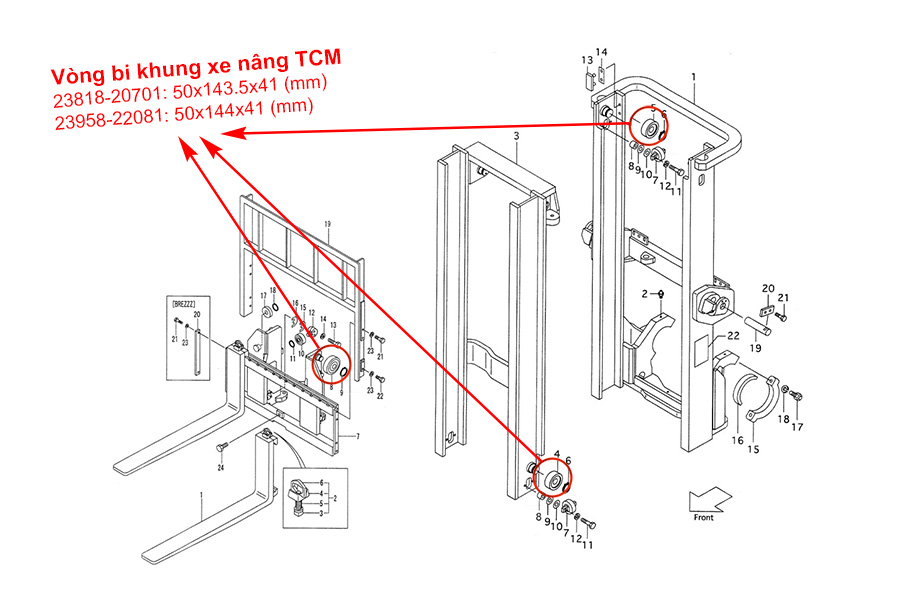 Vòng Bi Khung Xe Nâng TCM 23818-20701