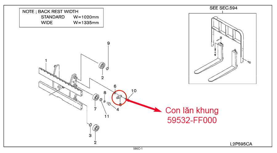 Con Lăn Xe Nâng Nissan 59532-FF000