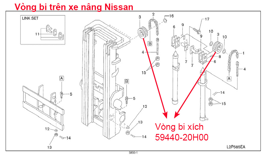 Vị Trí Vòng Bi Xích 59440-20H00 Trên Xe Nâng