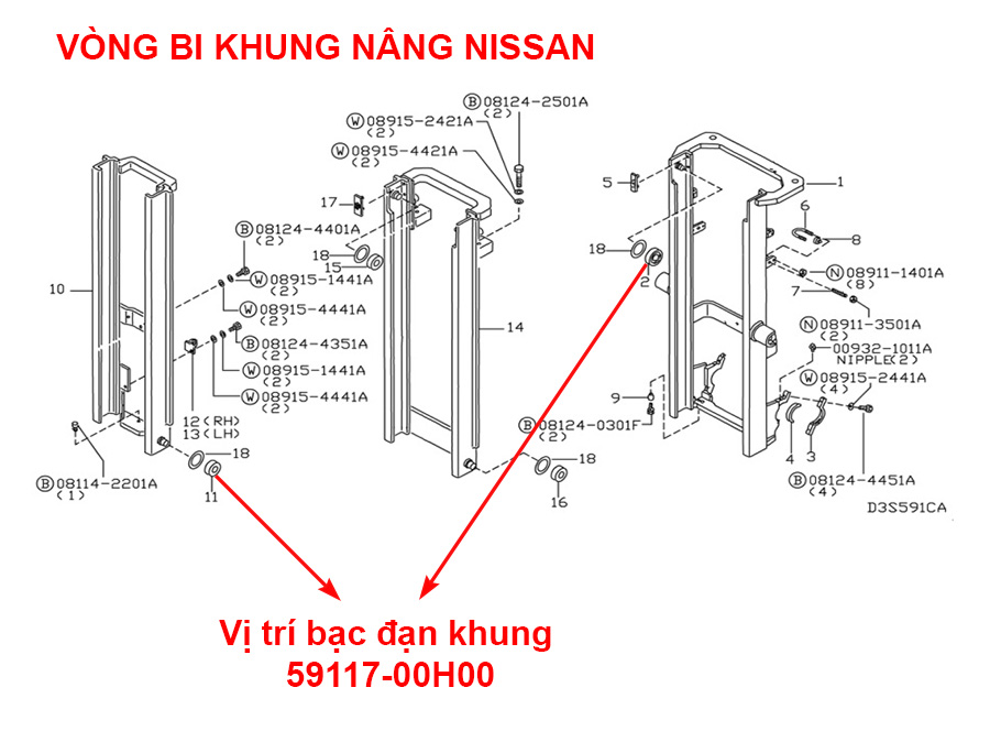 Vòng Bi Khung 59117-00H00 Xe Nâng Nissan