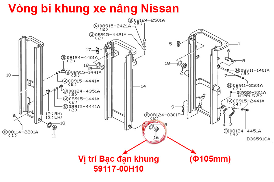 Vòng Bi Khung Xe Nâng 59117-00H10