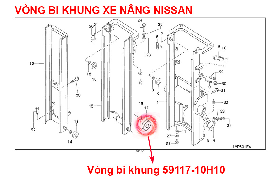 Vòng Bi Khung Xe Nâng Nissan 59117-10H10