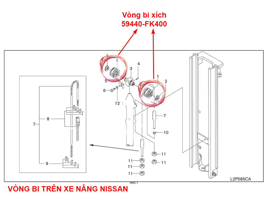 Vòng Bi Xích Xe Nâng Nissan 59440-FK400