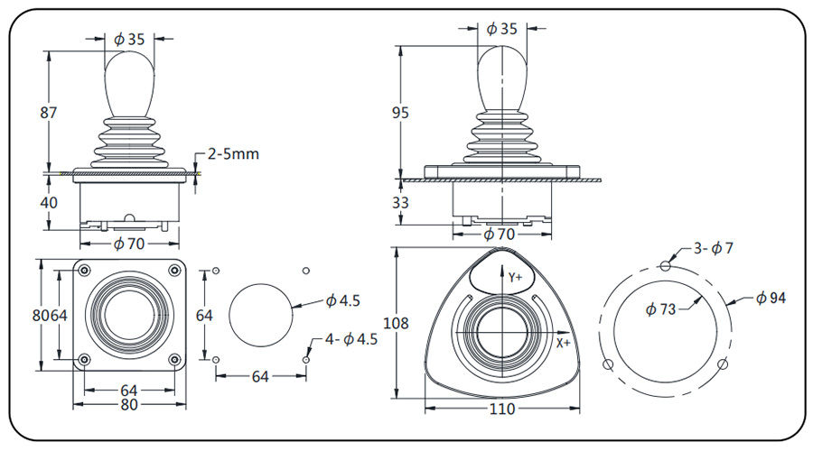 Thông số kích thước tay cần xe nâng YJ500