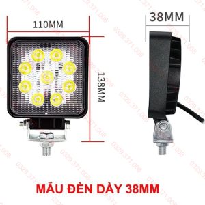 Đèn Pha Xe Nâng 9 Led Dày 38mm