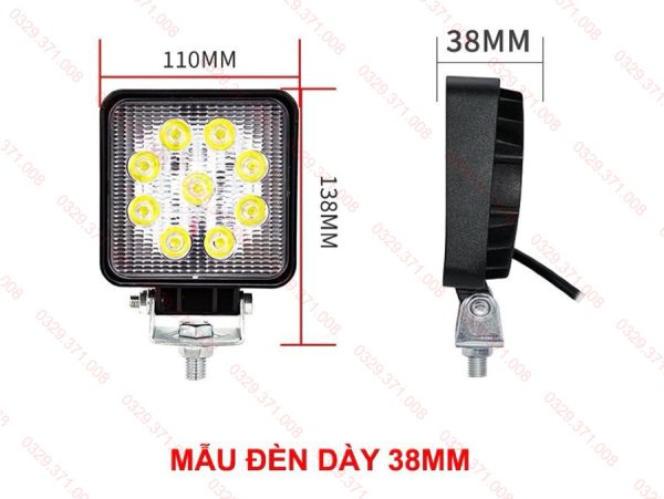 Đèn Pha Xe Nâng 9 Led Dày 38mm