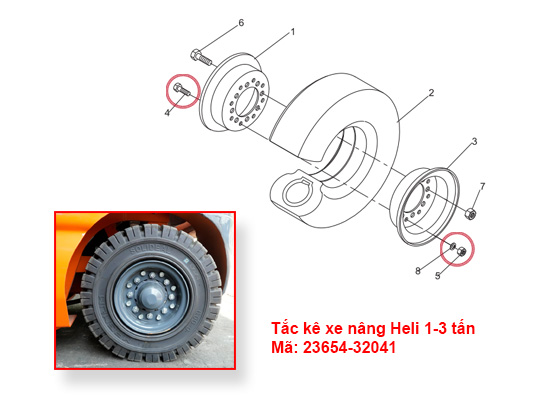 Tắc Kê Xe Nâng Heli 23654-32041