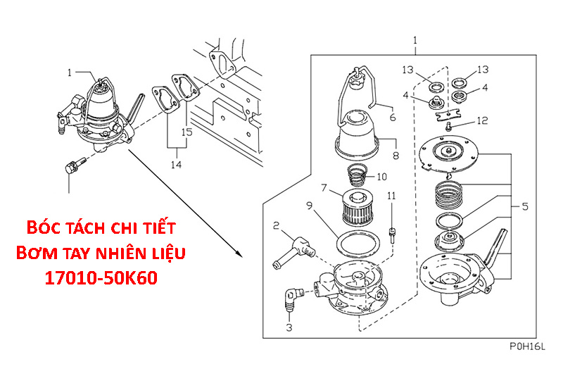 Bản Vẽ Tay Bơm 17010-50K60