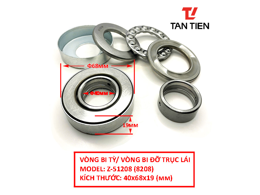 Vòng bi chà 51208 (8208) (40x68x19)mm 5 Vòng Bi Chà 51208