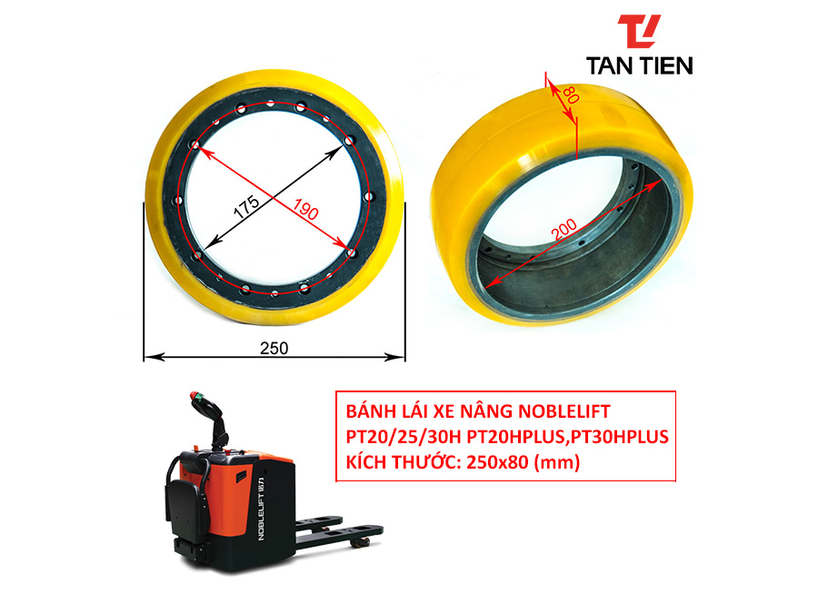 Bánh Lái Xe Nâng Noblelift 250x80 Bánh Lái Xe Nâng Noblelift 250x80