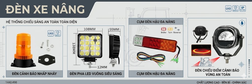 Xe nâng dầu 3.5 tấn H3 series 29 Banner Đèn Xe Nâng
