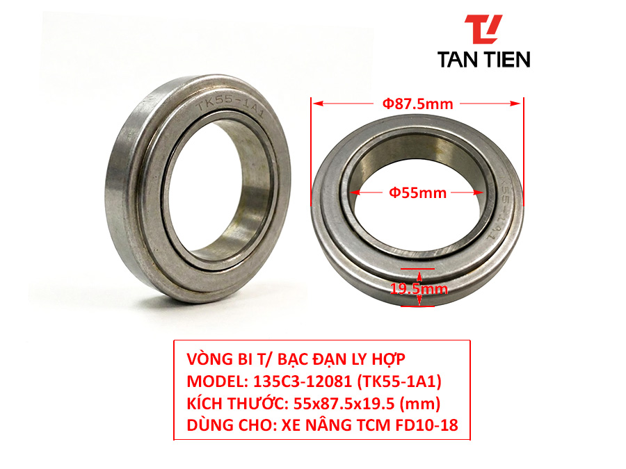 Vòng Bi T Ly Hợp Xe Nâng TCM 135C3-12081 Vòng Bi T Ly Hợp Xe Nâng TCM 135C3-12081