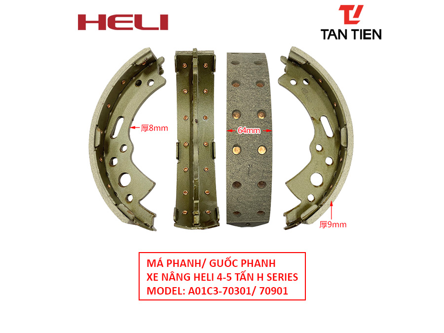 Xe nâng dầu 3 tấn H3 series 9 Má phanh xe nâng Heli 4-5 tấn