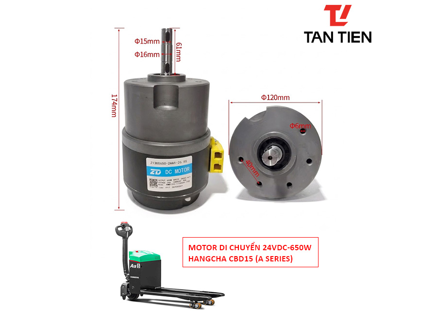 Motor điện xe nâng Hangcha 24V-650W Motor điện xe nâng Hangcha 24V-650W